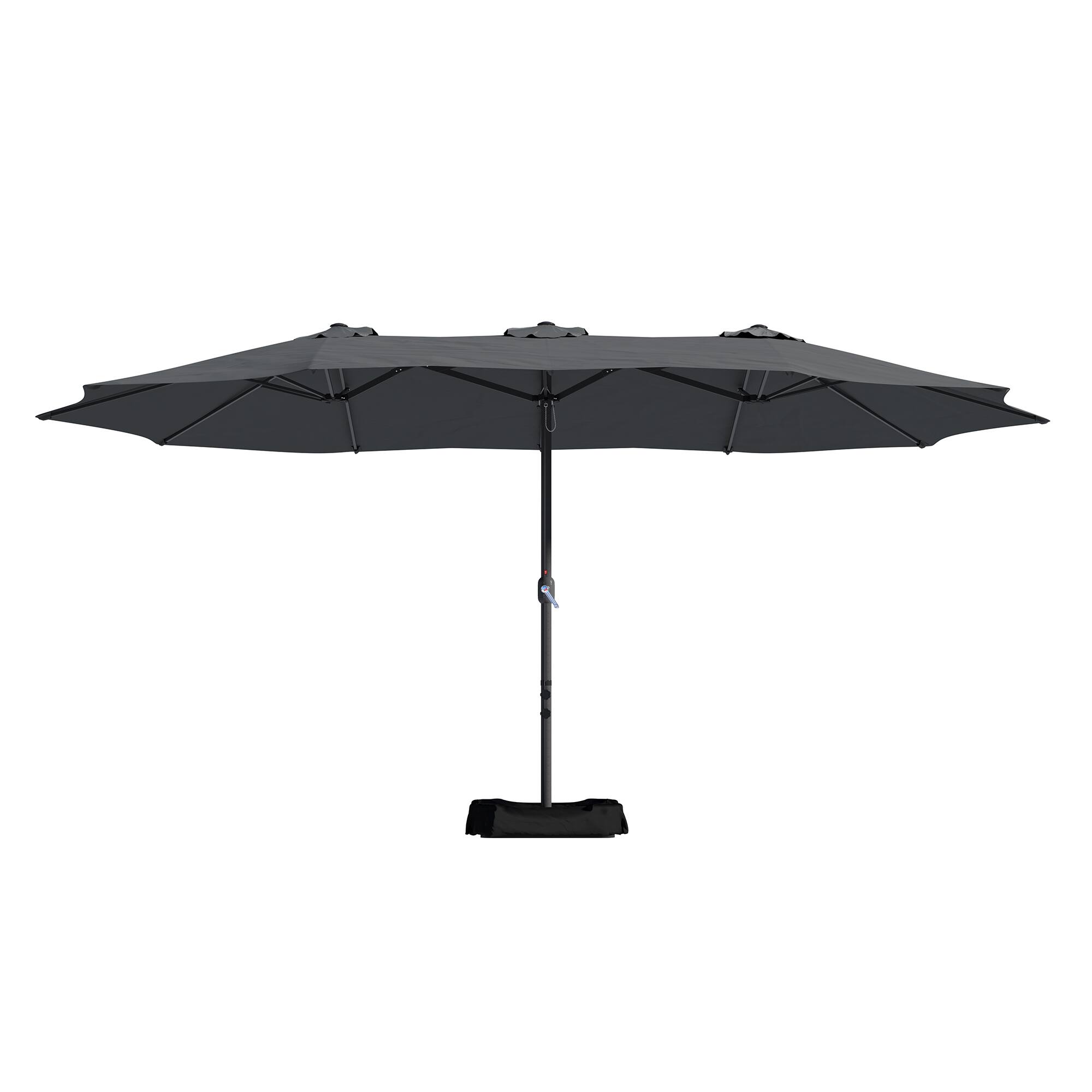Alt View 4. Mondawe - 15ft Patio Maket Umbrella Double-Sided Umbrella with base - Dark Grey.