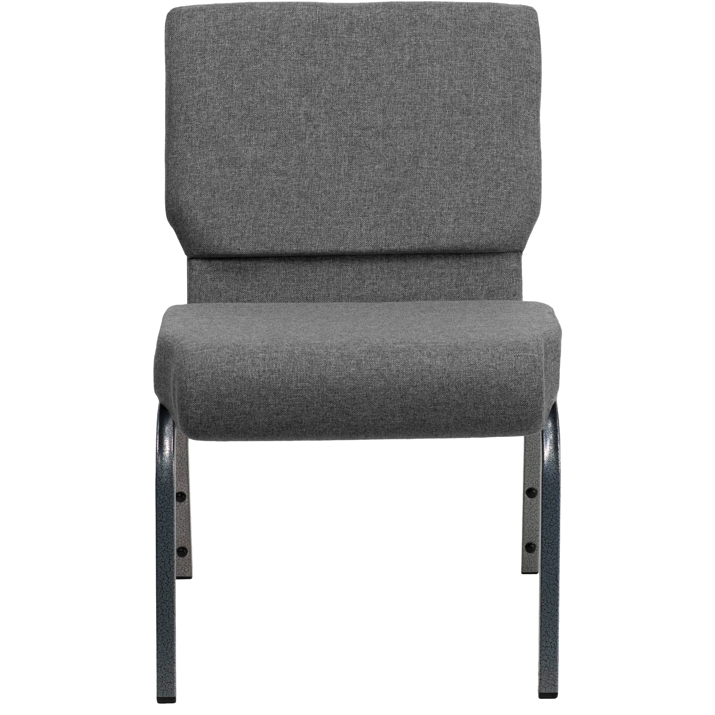 Alt View 11. Alamont Home - Hercules 21"W Stacking Church Chair in Gray Fabric - Silver Vein Frame - Gray Fabric/Silver Vein Frame.