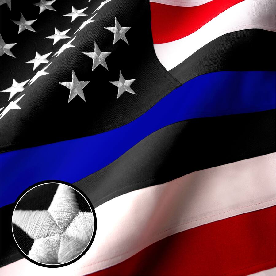 Color Line Flagg G128 Thin Line Police Support Flag Embroidered 2x3 ft Spun Polyester ...