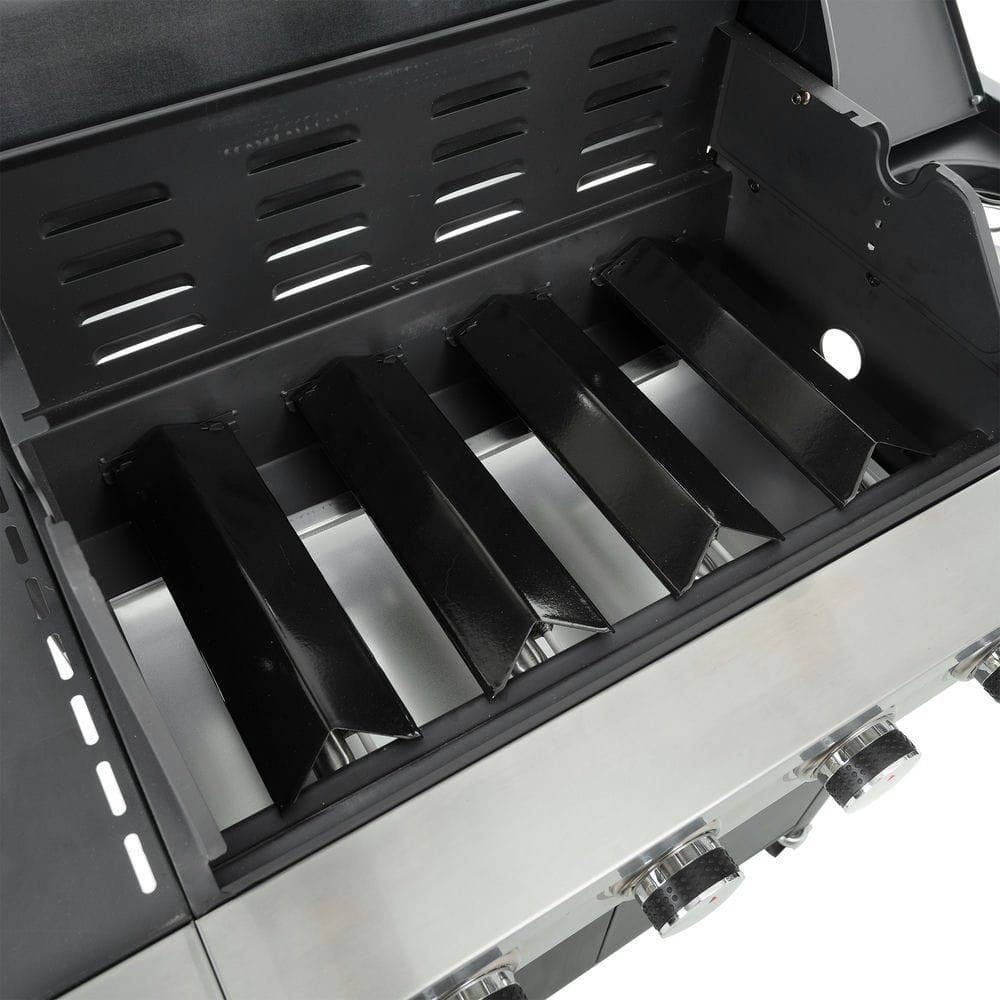 Alt View 2. Resenkos - Propane Grill 4 Burner Barbecue Grill Stainless Steel Gas Grill with Side Burner, 46,500 BTU Outdoor Cooking, Silver.