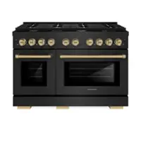 ZLINE - Autograph 48" Paramount Black Stainless Gas Range w/ 8 Burners & Bronze Accents (SGRBZ-48-CB) - Black Stainless Steel - Front_Zoom