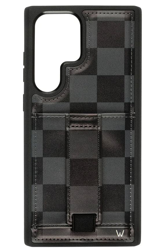 Walli Cases - Phone Case with Wallet and Finger Strap for Samsung S23 Ultra - Midnight Check