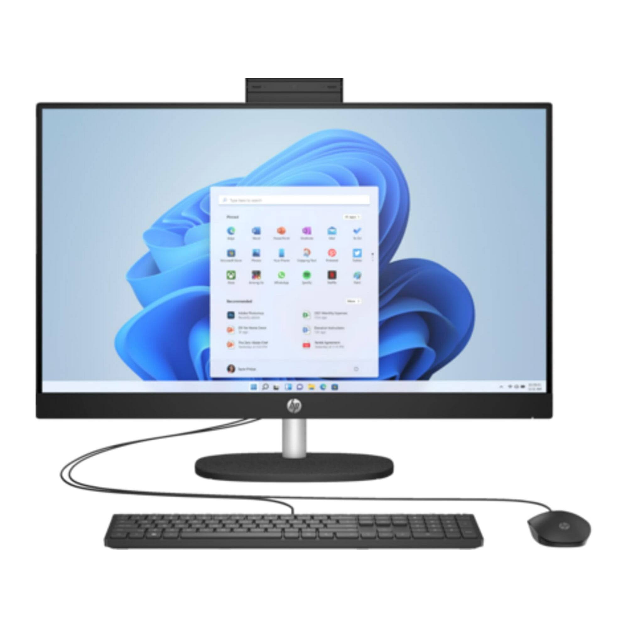 Angle. HP - HP 27-CR10 27" FHD AIO Desktop, Intel Ultra 7 155U, 16GB, 1TB, W11H - Black - Black.