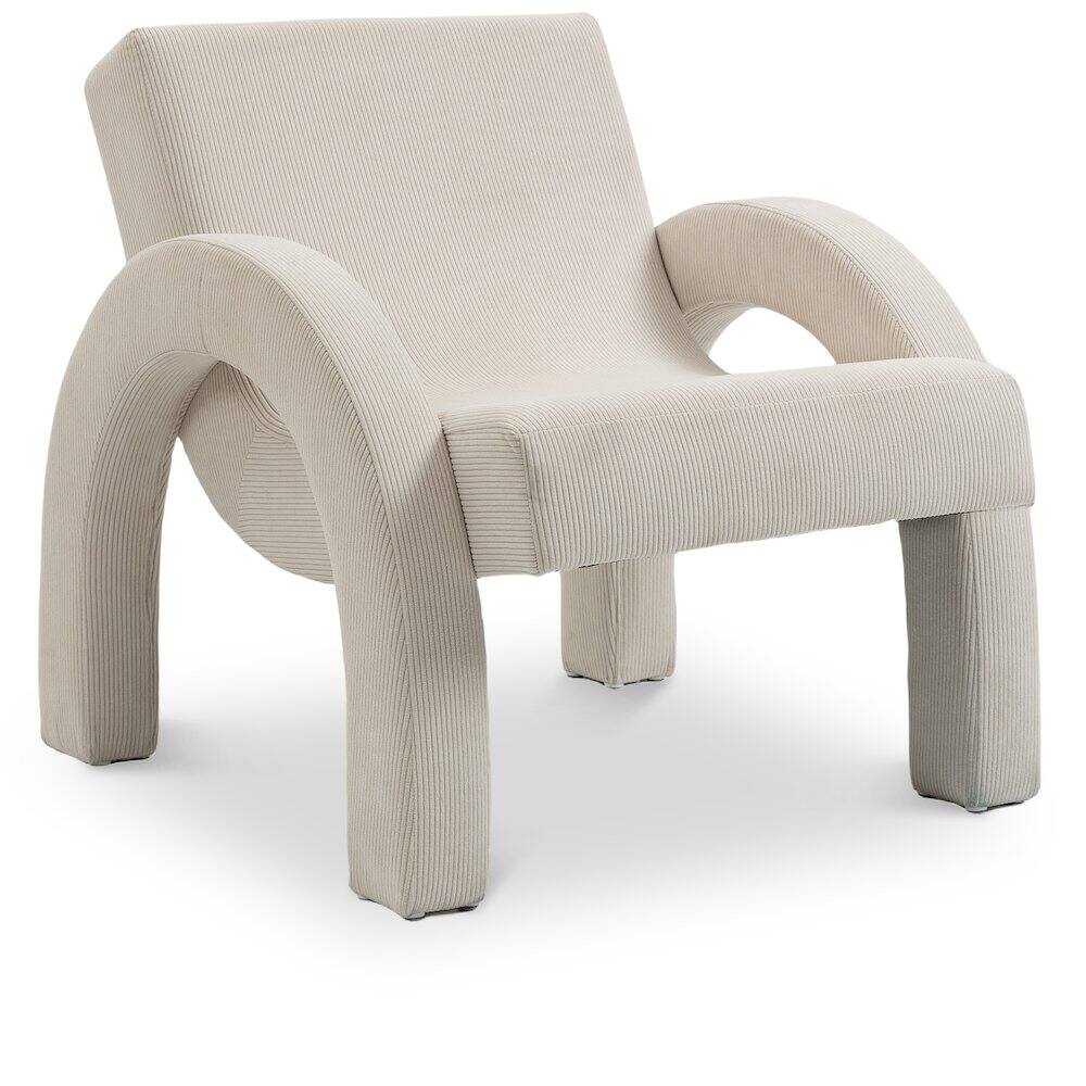 Meridian Furniture - Corduroy Cream Corduroy Fabric Accent Chair - Beige
