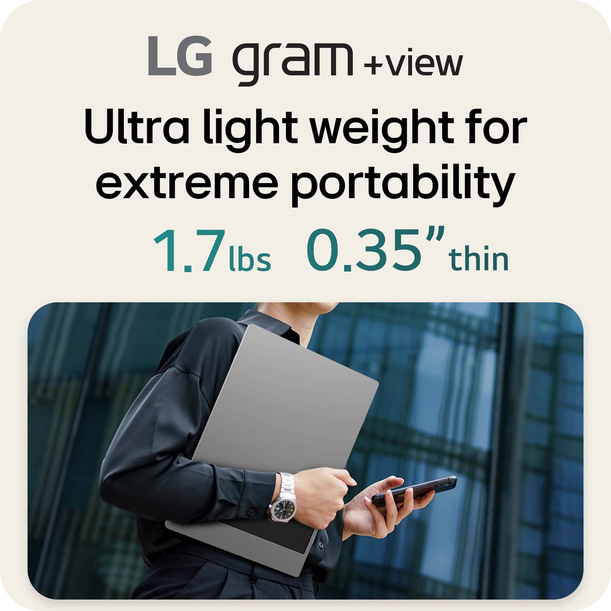 LG gram +view 17” IPS WQXGA 60Hz Portable Monitor (USB Type C