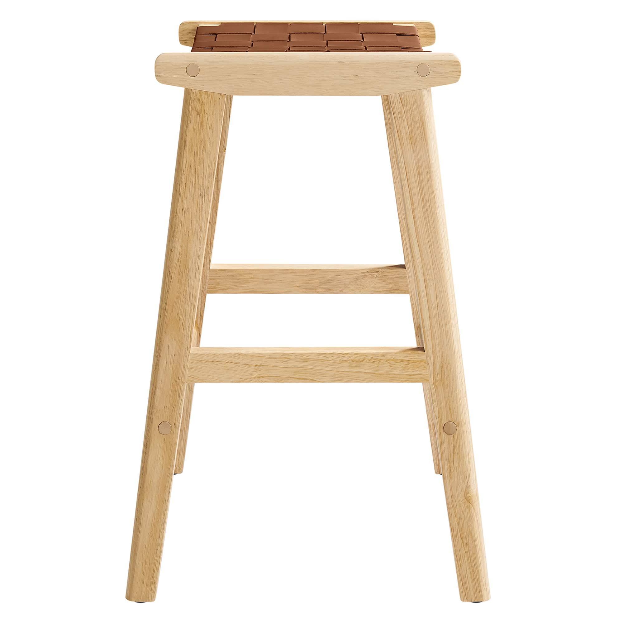 Alt View 4. Modway - Saoirse Faux Leather Wood Counter Stool Set of 2 by Modway - Natural Brown.