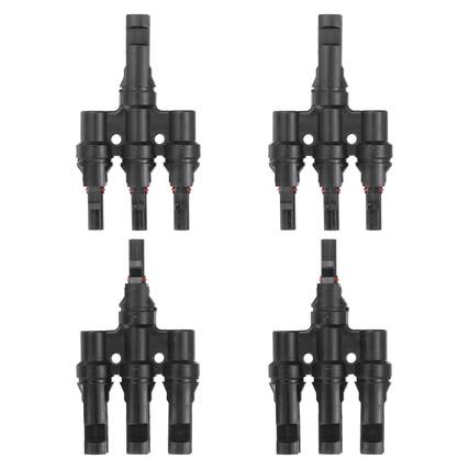 Front. Unique Bargains - Two Pair T-Shaped Branch Connector 1 to 3 Male/Female for Solar Panel Parallel Connection - Black.