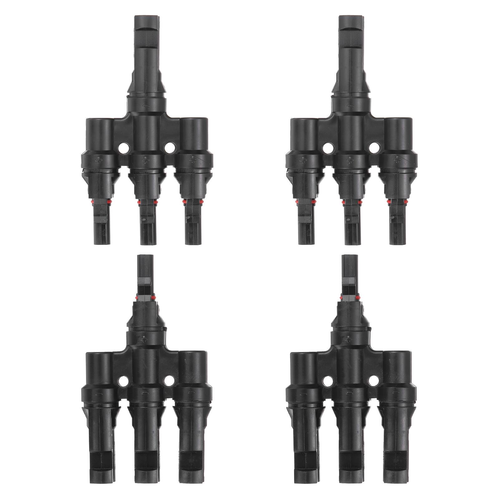 Front. Unique Bargains - Two Pair T-Shaped Branch Connector 1 to 3 Male/Female for Solar Panel Parallel Connection - Black.