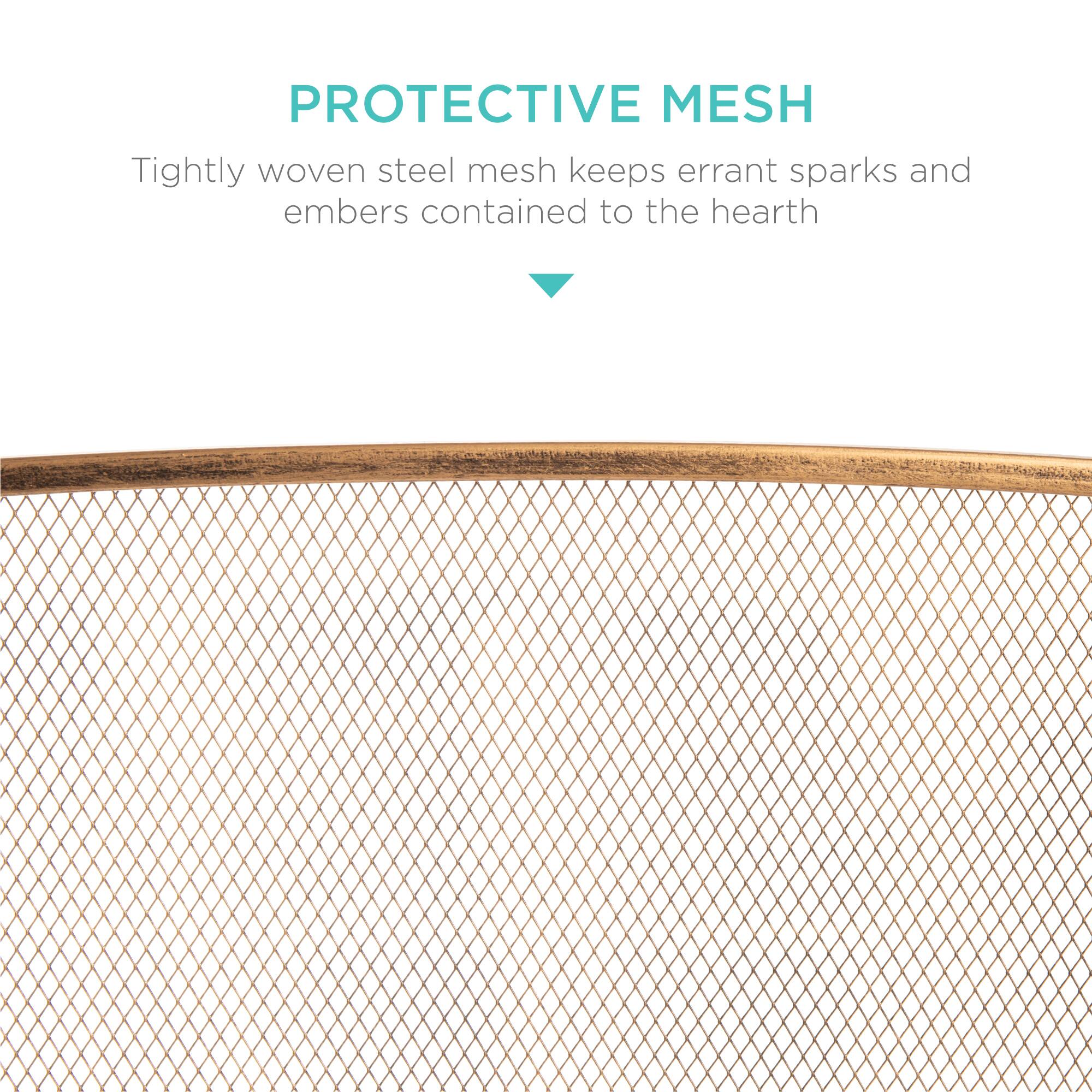 **PROTECTIVE MESH**

Tightly woven steel mesh keeps errant sparks and embers contained to the hearth.