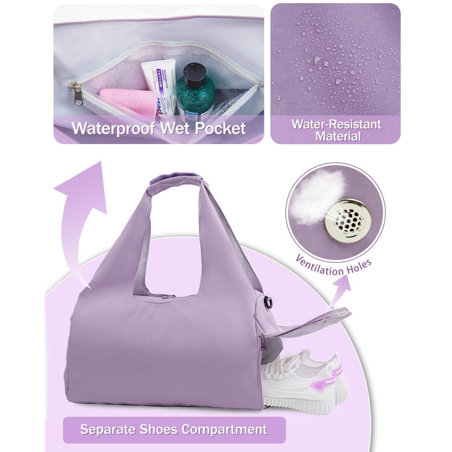 Left. Pacoar Cade - Gym Bag For Women With Shoe Compartment Yoga Mat Wet Pocket And Water Bottle Holder Weekender Strap - Black.