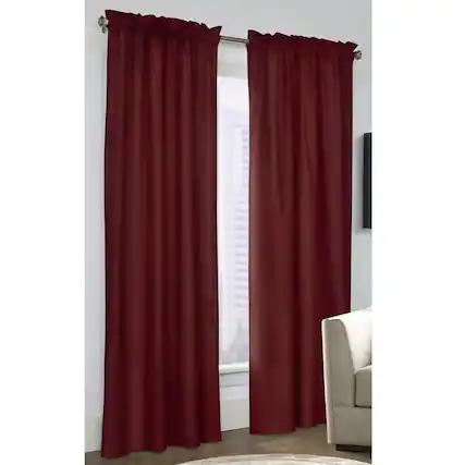 Front. Commonwealth Home Fashions - Thermalogic Prescott Supple Fabric Pole Top Panel With 3" Rod Pocket - 2-Piece - 80x63" Burgundy - Burgundy.