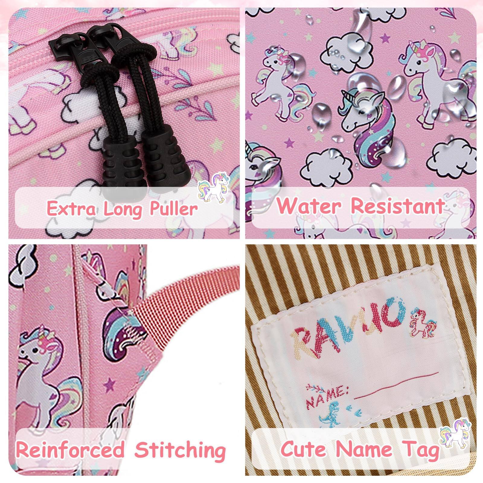 - Extra Long Puller
- Water Resistant
- Reinforced Stitching
- Cute Name Tag
