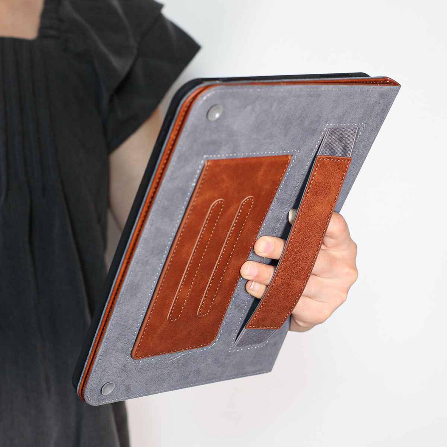 Alt View 4. Dteck - Retro PU Leather Folio Case for Apple iPad (A16) 11" 2025/iPad 10th Generation 2022,Shockproof Flip Kickstand Cover - Brown.