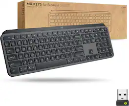 Logitech - MX Keys For Business Full-Size Wireless Scissor Tactile Switch Keyboard with Smart Backlighting - Graphite