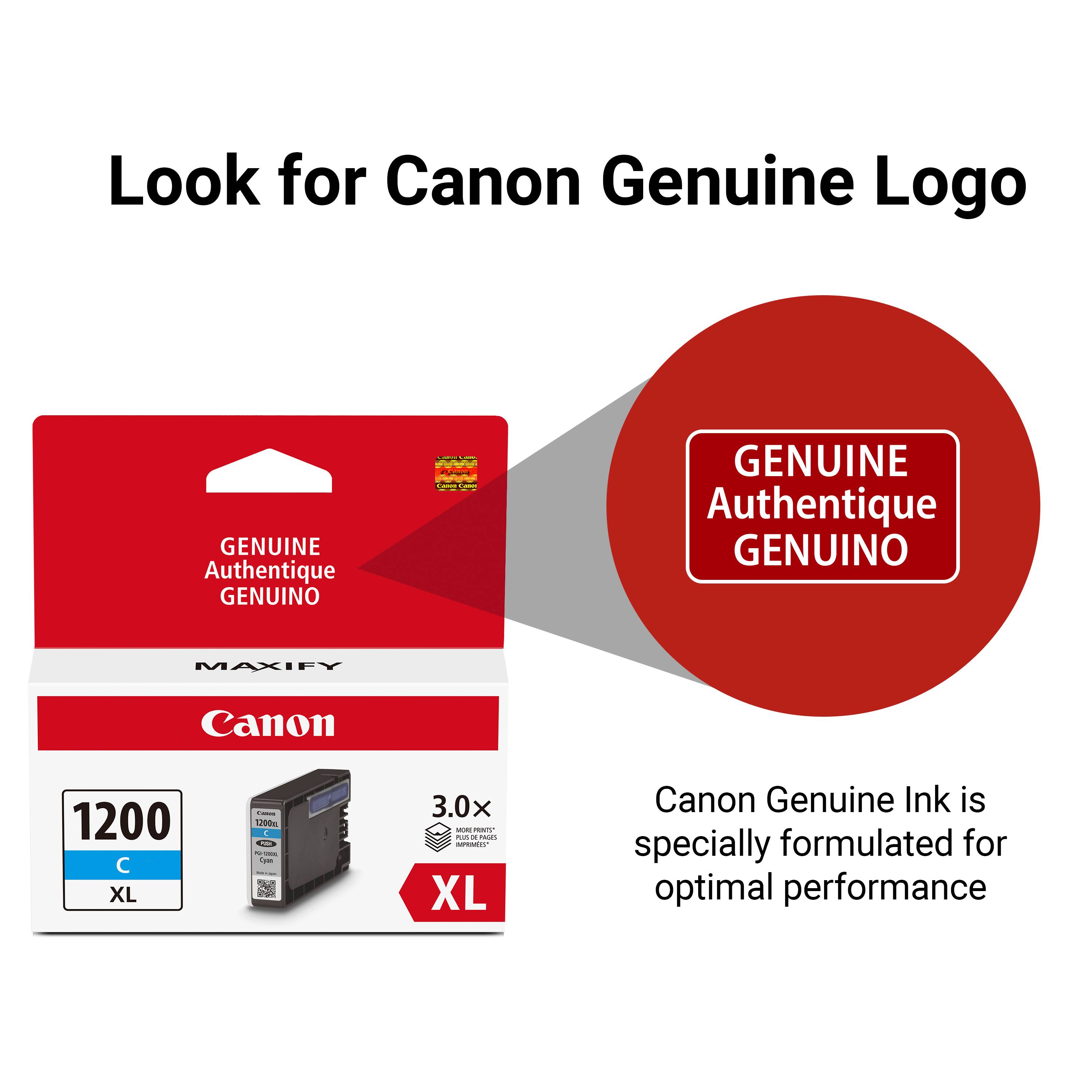 Look for Canon Genuine Logo

GENUINE Authentique GENUINO

Canon Genuine Ink is specially formulated for optimal performance