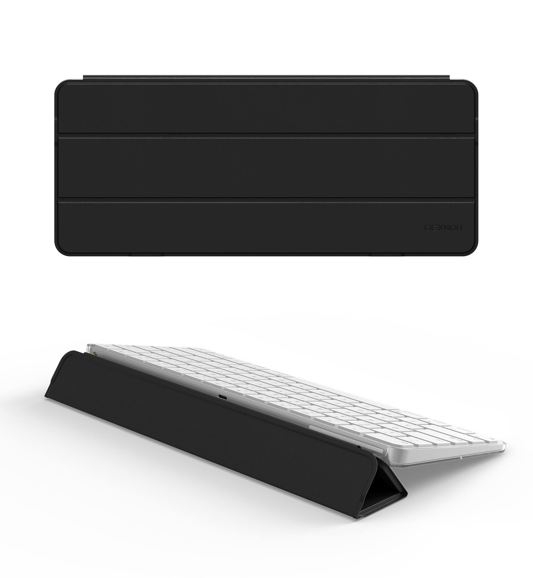 Front. Dexnor - Case for Apple Magic Keyboard with Touch ID/Lock Key 2021/2024, Dust-Proof Protective Slim Leather Keyboard Cover - Black.