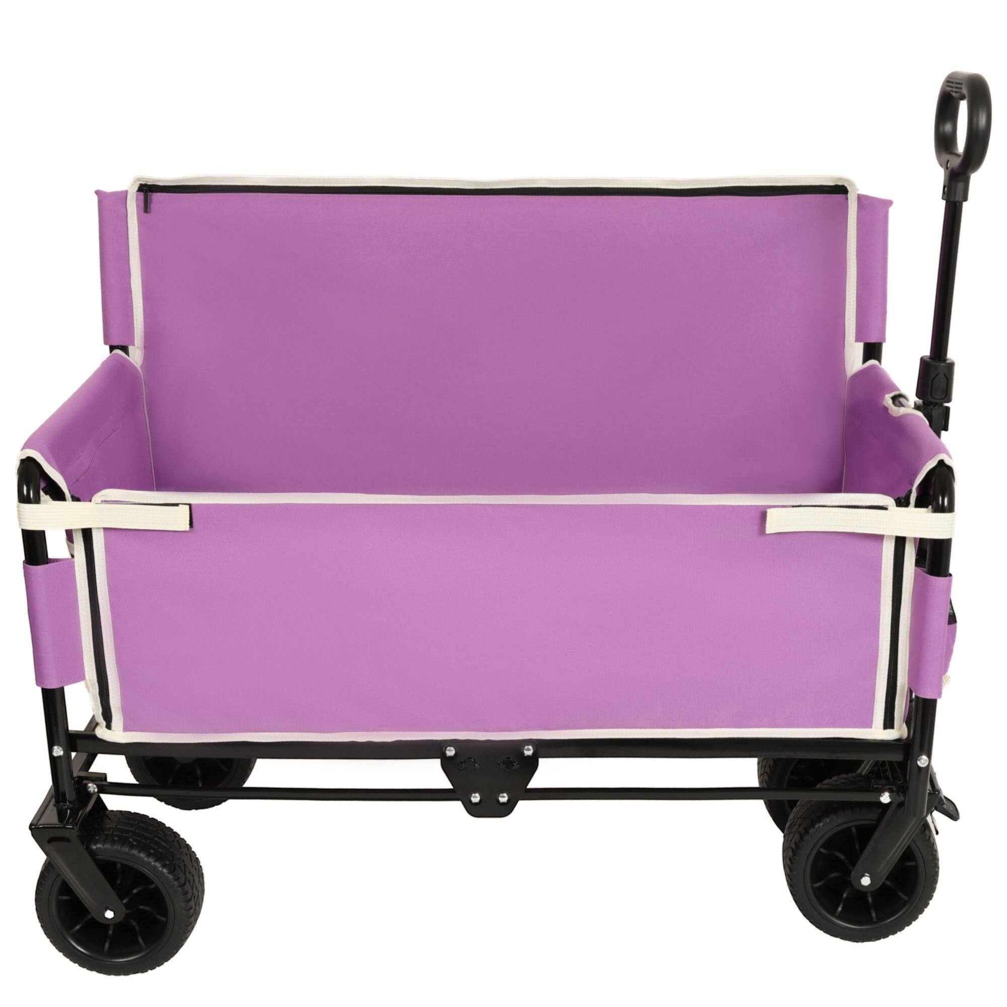 Alt View 1. Loheer - Loheer Folding Wagon Cart Heavy Duty Collapsible Utility Wagon with Seat All Terrain Wheels for Beach Camping Purple.