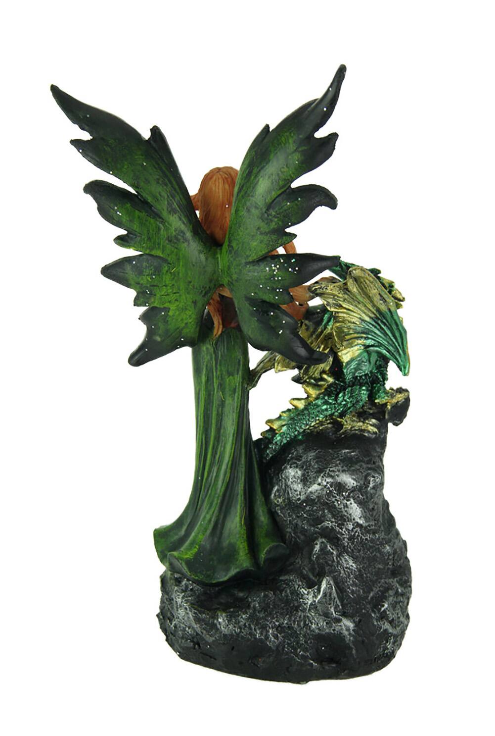 Alt View 2. Everspring Import Co. - Emerald Green Fairy And Dragon LED Lighted Geode Statue - Green.