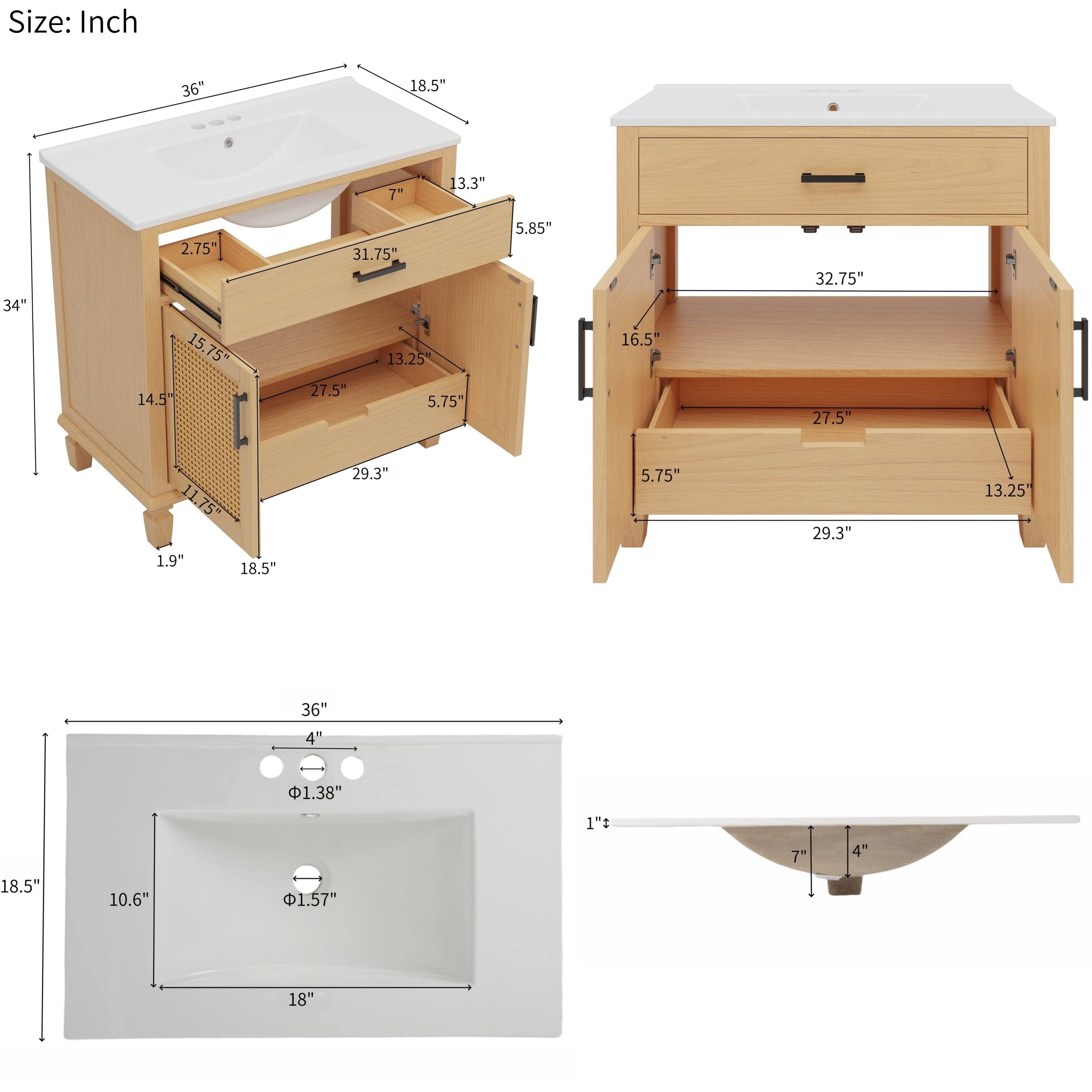 Size: Inch

- 36"
- 18.5"
- 7"
- 13.3"
- 34"
- 2.75"
- 15.75"
- 14.5"
- 11.75"
- 1.9"
- 18.5"
- 31.75"
- 13.25"
- 27.5"
- 5.75"
- 29.3"
- 5.85"
- 16.5"
- 5.75"
- 32.75"
- 27.5"
- 29.3"
- 13.25"
- 36"
- 4"
- 1.38"
- 1"
- 18.5"
- 10.6"
- 1.57"
- 7"
- 4"
- 18"