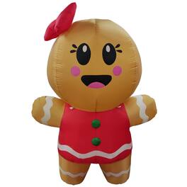 GOOSH Inflatables - GOOSH 6.7 FT Christmas Inflatables Gingerbread Girl Inflatable with Built-in LEDs - Brown