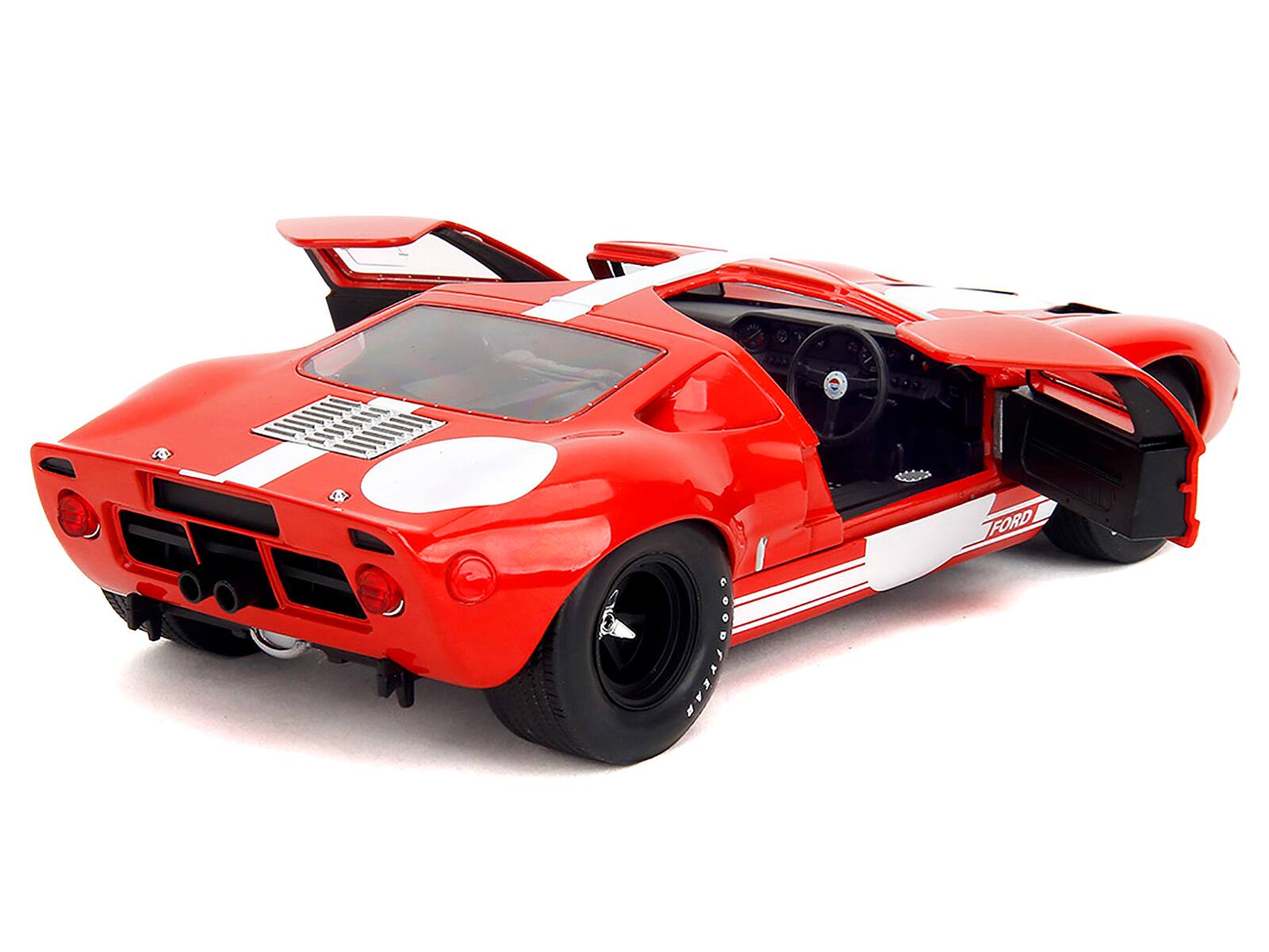 Alt View 4. Jada - Ford GT40 MK1 Red with White Stripes and Graphics "Pink Slips" Series 1/18 Diecast Model Car by Jada - Multicolor.