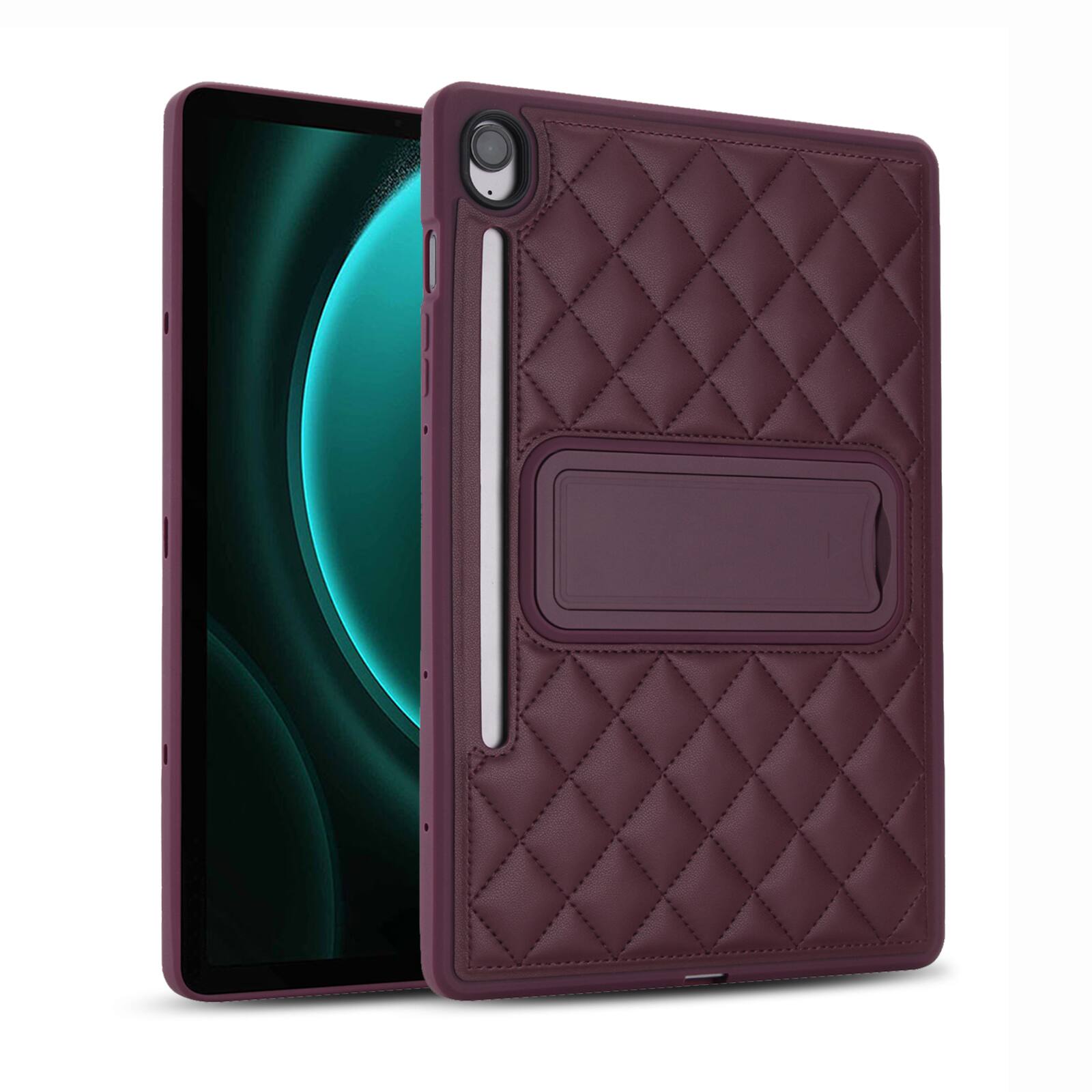 Alt View 2. Dteck - Slim Case for Samsung Galaxy Tab S10 FE/S10/S9 FE/S9 5G, Elegant PU Leather Shockproof Back Cover Shell with Kickstand - Winered.