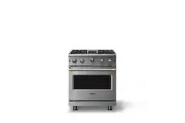 Viking - Professional 5 Series 4.0 Cu. Ft. Freestanding Open Burner LP Gas Convection Range-Stainless Steel w. Brushed Brass Trim - Stainless Steel