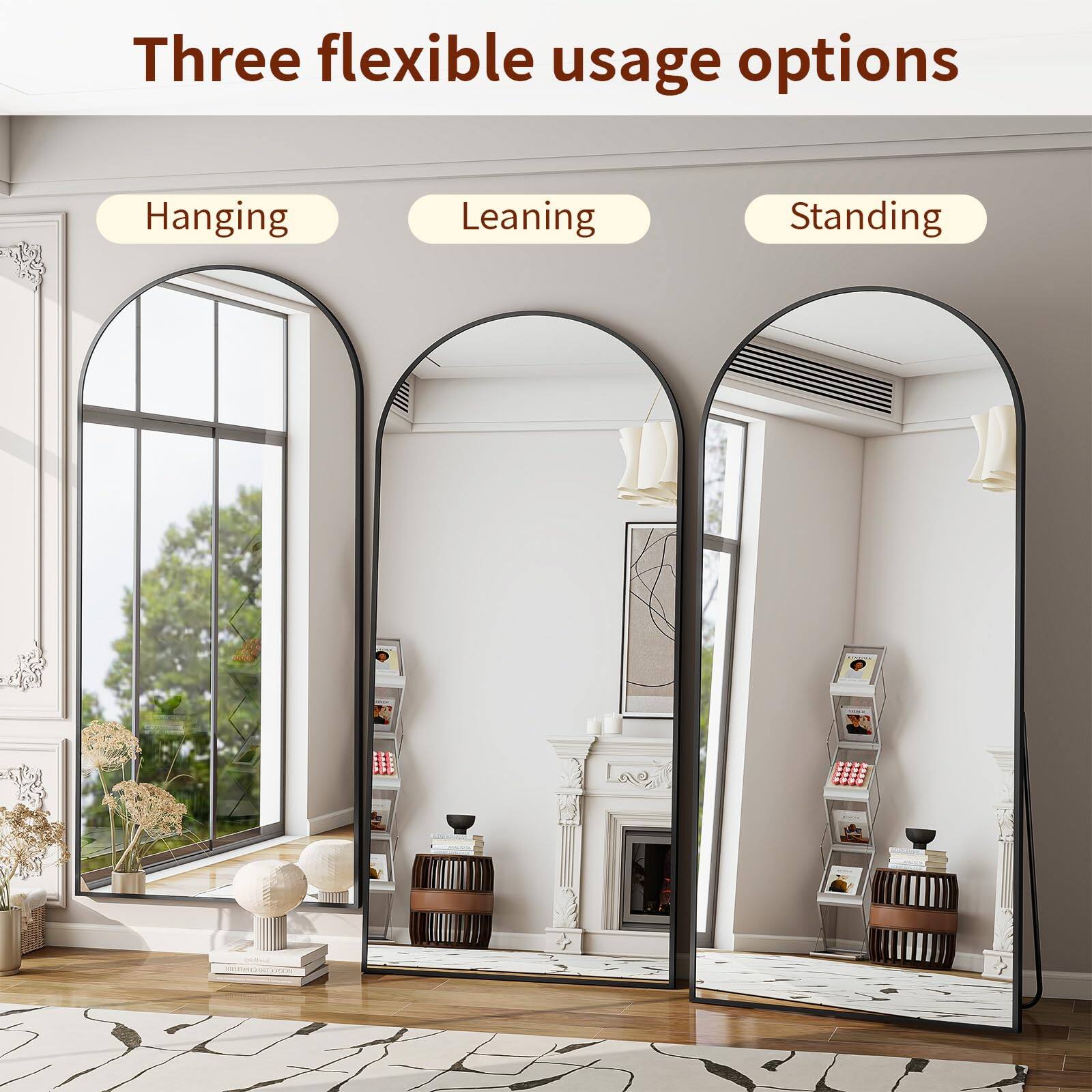 Three flexible usage options

Hanging  
Leaning  
Standing