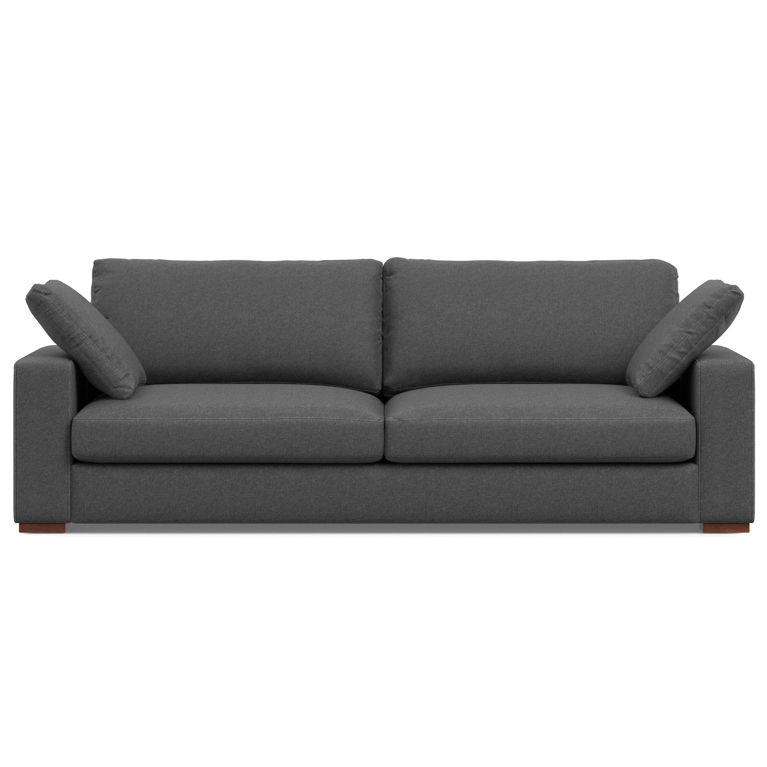 Left. Simpli Home - Charlie 96-inch Sofa in Tightly Woven Performance Fabric - Pebble Grey.