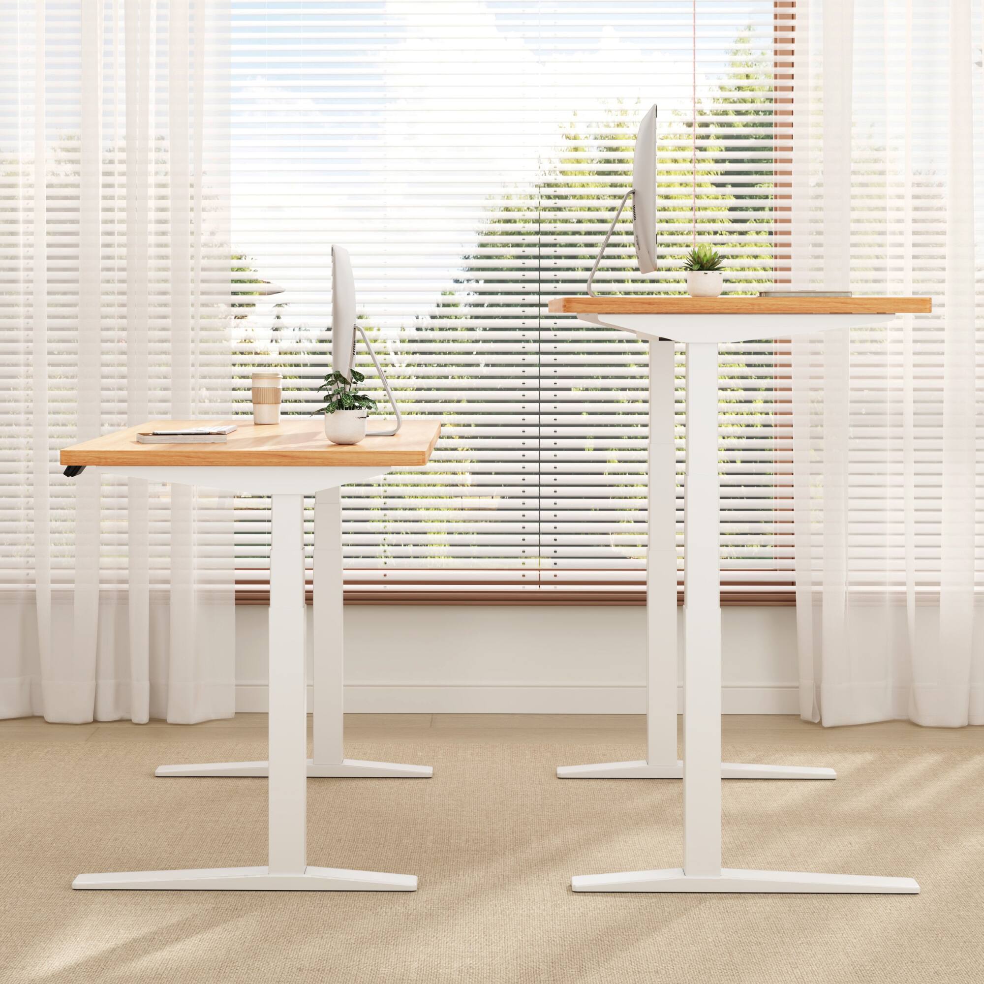 Alt View 1. FlexiSpot - FlexiSpot E7Pro 48''W Electric Adjustable Standing Desk Chipboard, Maple/White - Maple.