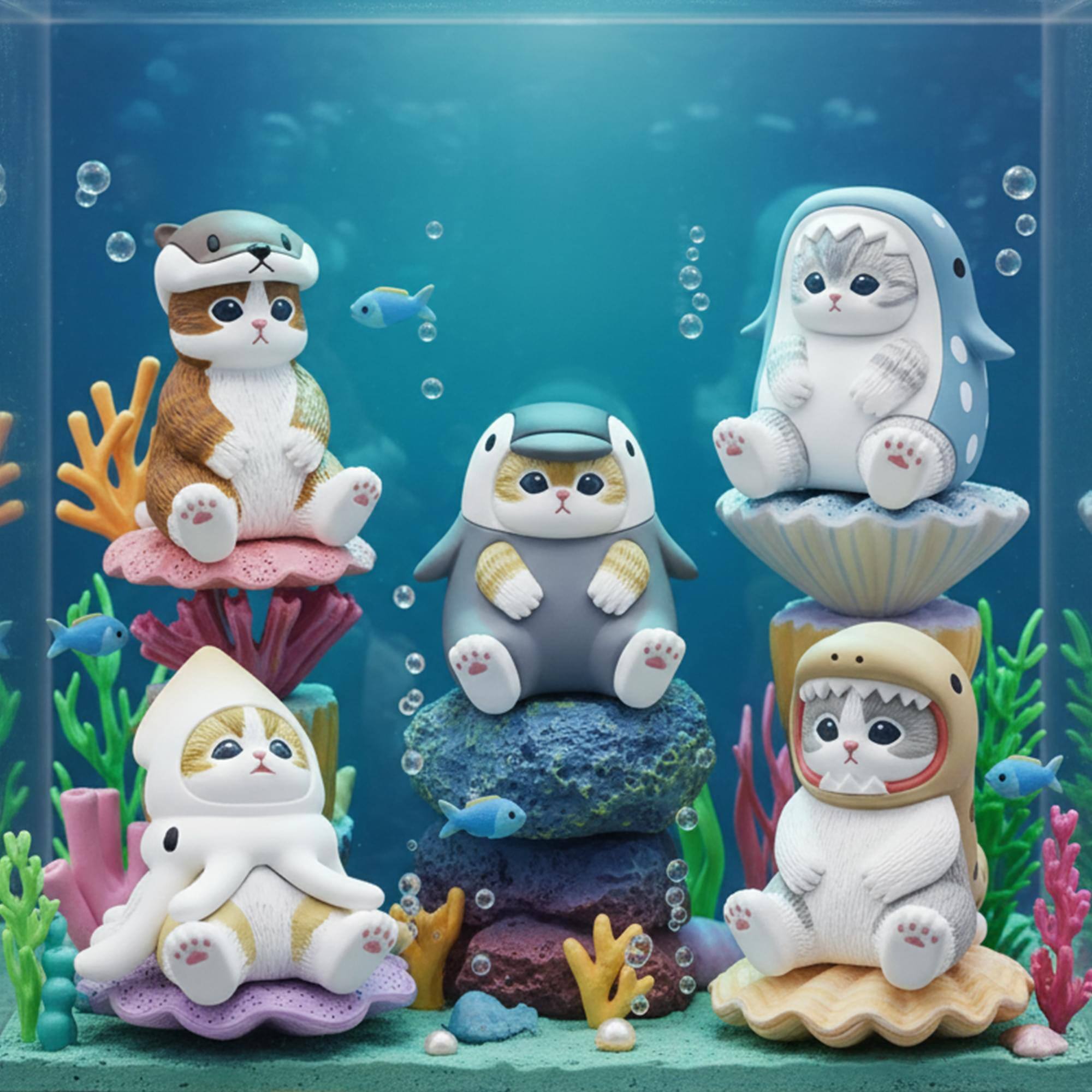 Alt View 5. Little Buddy - Sitting Aquarium Cats Blind Box Mini Figure | One Random - Multi-Colored.