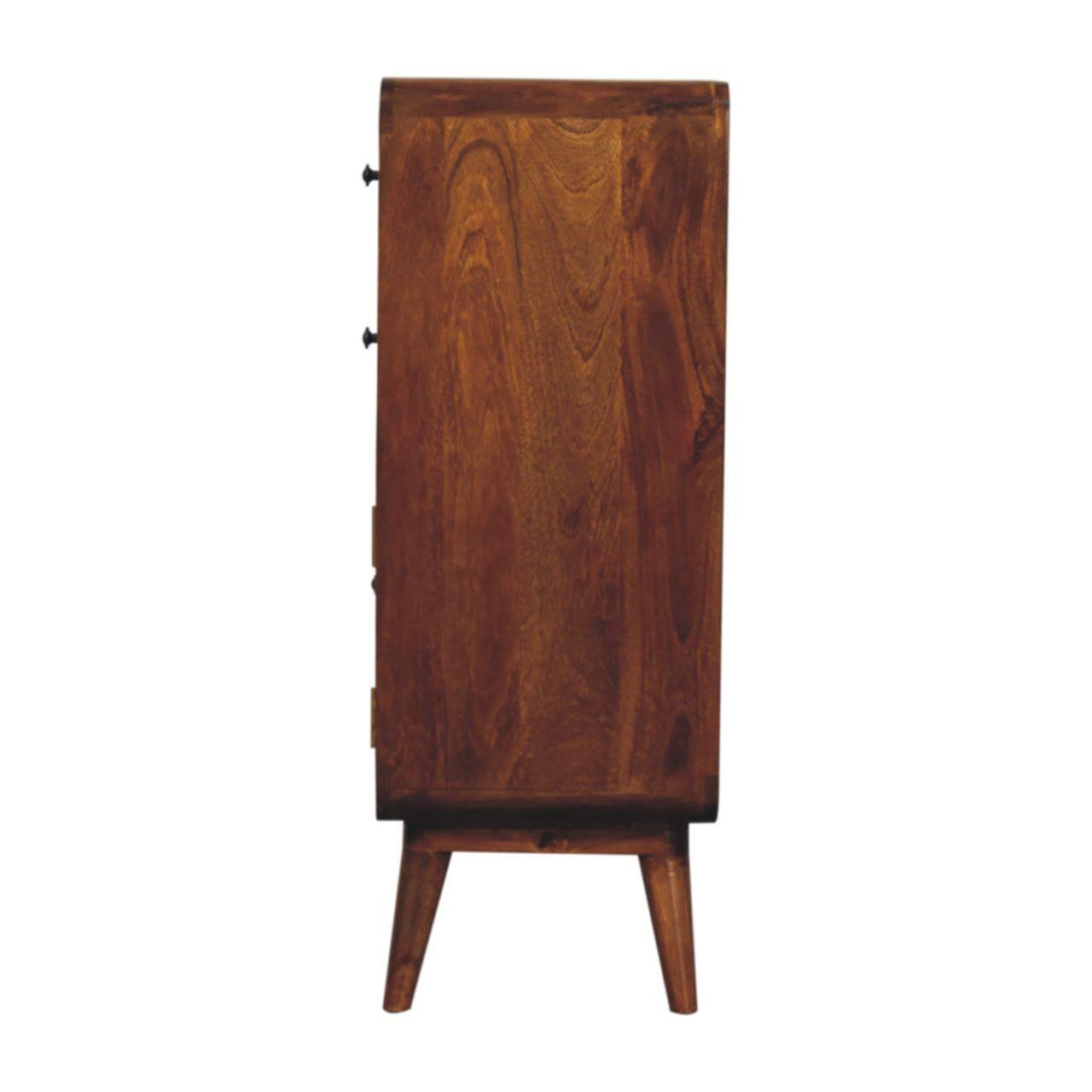 Alt View 5. Artisan Furniture - Artisan Furniture Solid Wood Curved Nordic Charm Cabinet, 2 Drawers, 2 Doors, Dark Brown - Dark Brown.