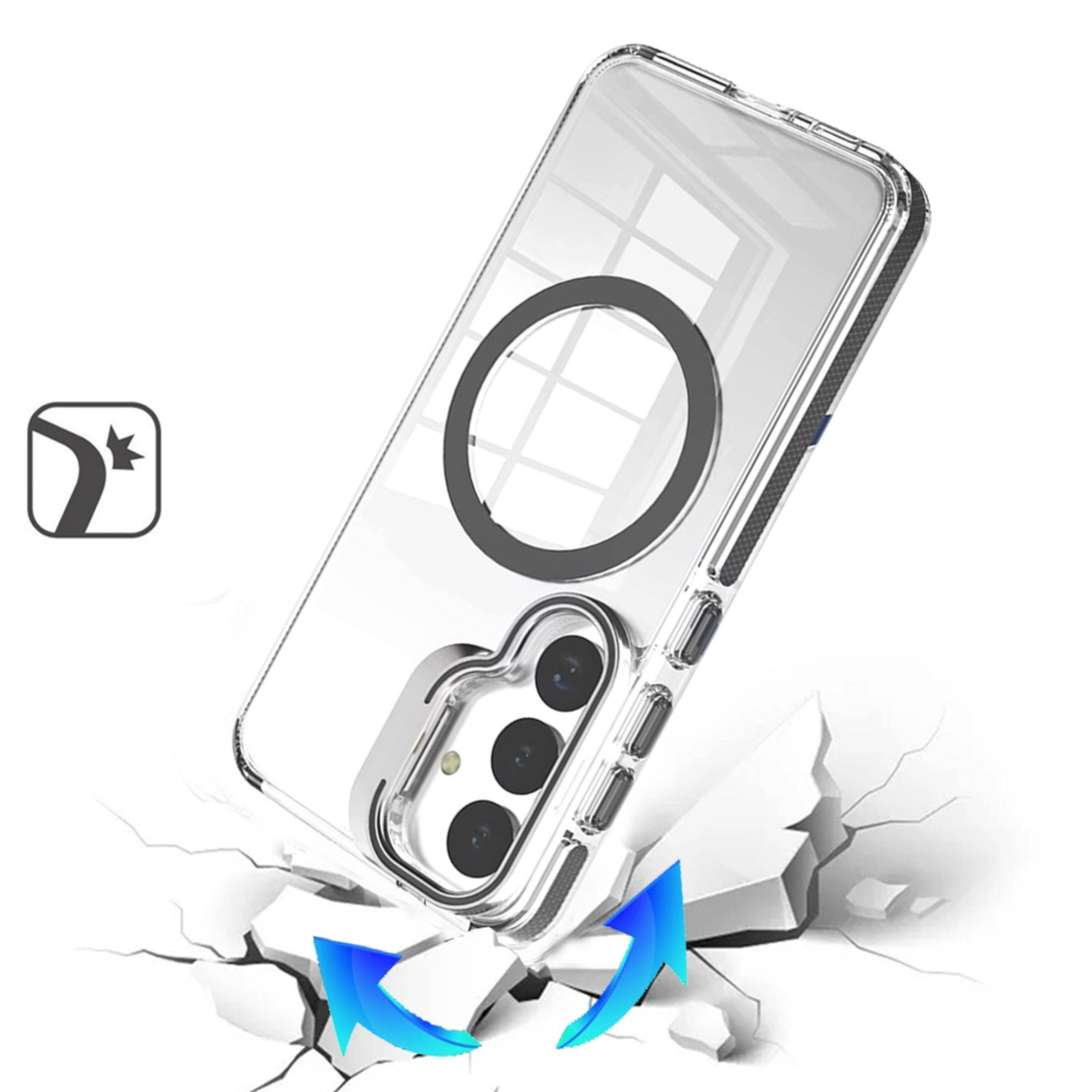 Back. Kitcheniva - Magnetic Circle Camera Stand Phone Case With Tempered Glass For Samsung Galaxy S26 - Black.