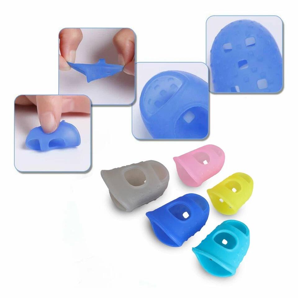 Back. Home Collection - 35pcs Guitar Silicone Finger Protector Fingertip Covers Caps + 5pcs Guitar Picks - Multi-color.