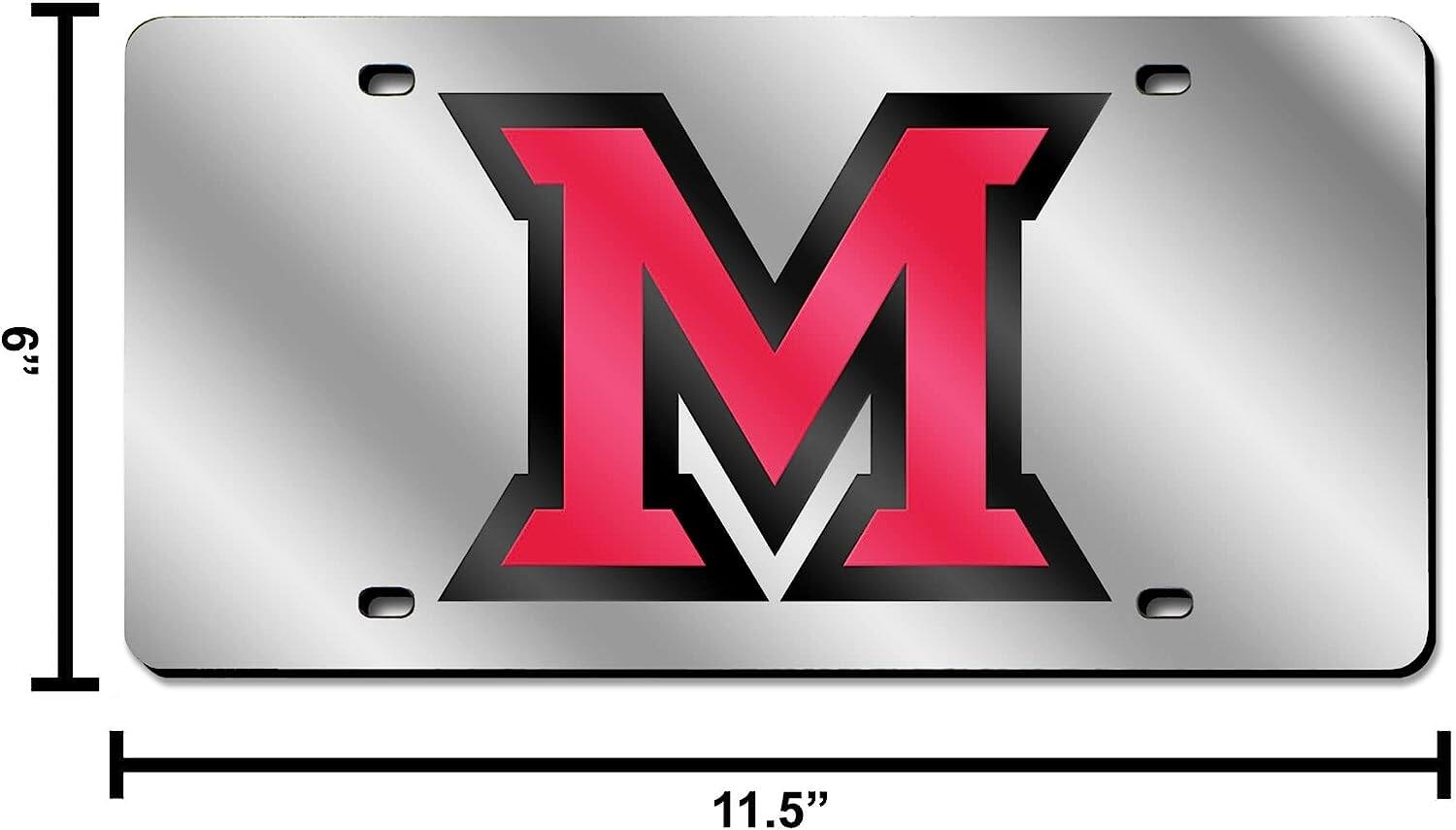 Alt View 3. Rico Industries - Miami of Ohio RedHawks Mirrored Laser Cut License Plate Laser Tag - Multi.