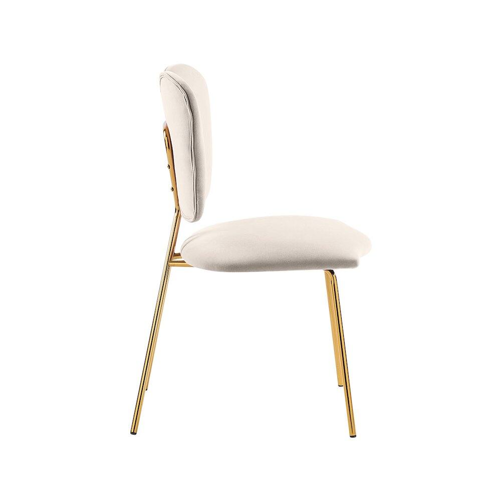 Alt View 3. Meridian Furniture - Angel Cream Velvet Dining Chair, Set of 2 - Beige.