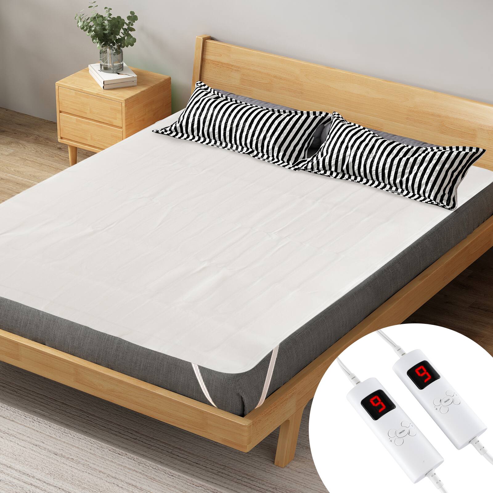 Alt View 8. Costway - Costway Mattress Pad King Size 80" x 78"  Machine Washable Electric Bed Warmer With Overheat Protection & Dual Control - White.