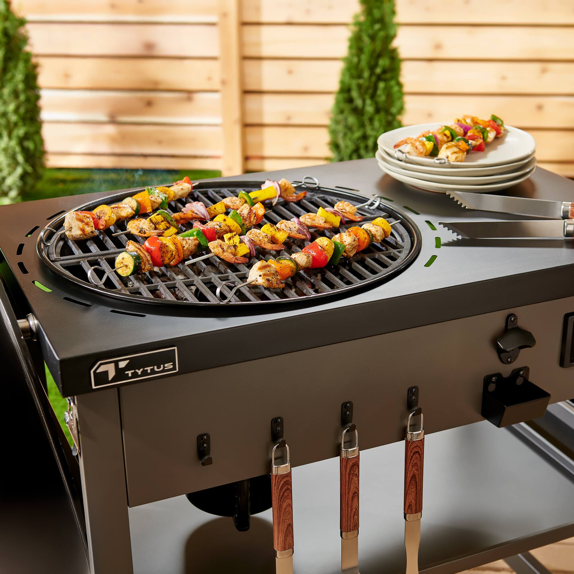 Alt View 5. TYTUS Grills - Anaheim Charcoal Kettle Grill with Cart - grey.