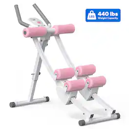 MERACH - Ab Machine Adjustable Ab Trainer Machine, Independent Dual Tracks for Mountain Climber, Foldable for Home Gym - Pink
