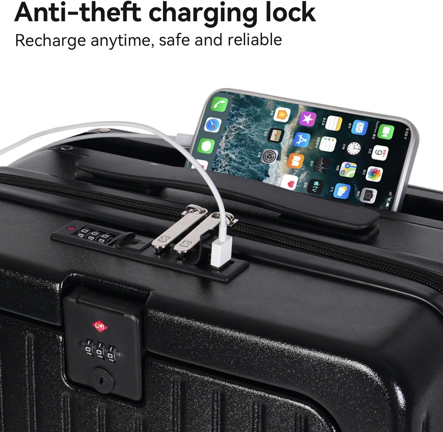 Anti-theft charging lock  
Recharge anytime, safe and reliable