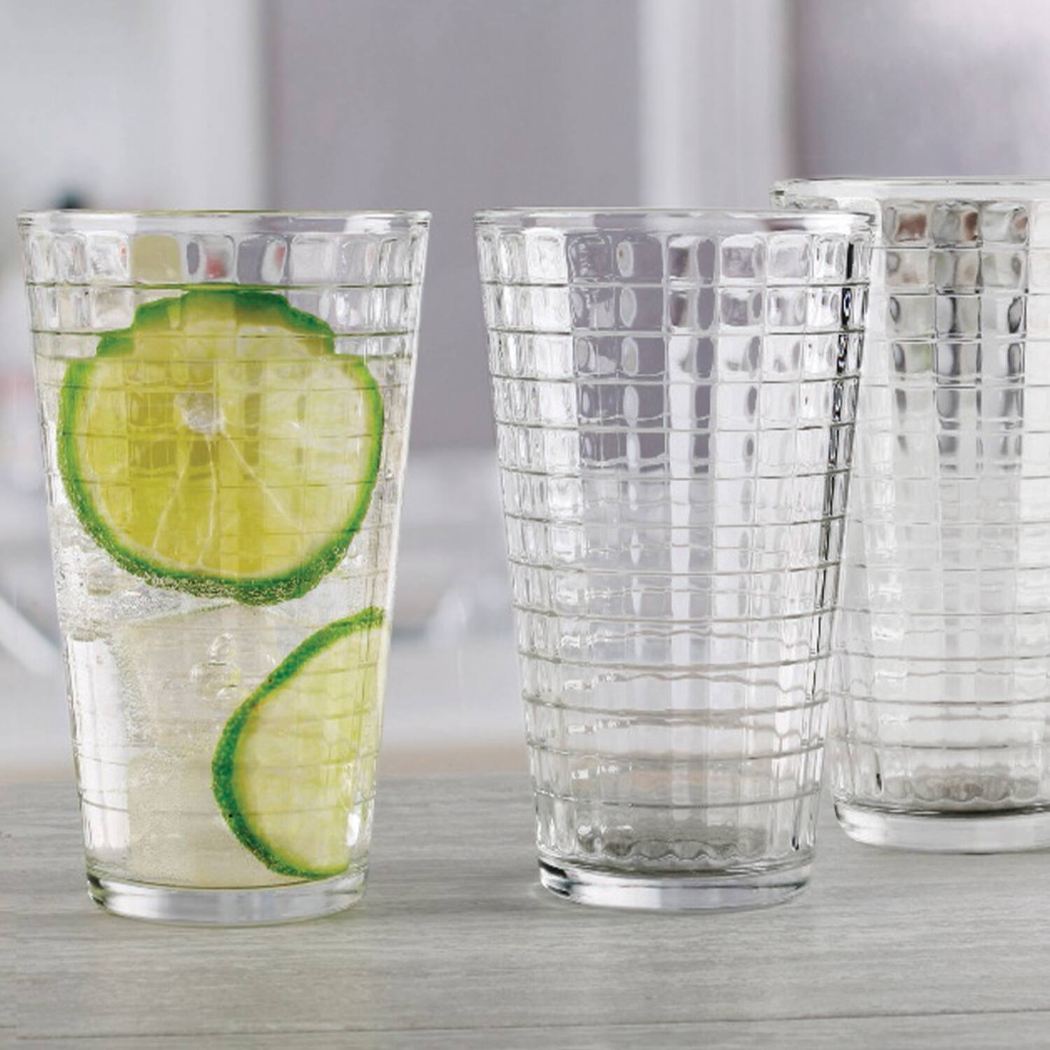 Angle. Jay Import - Matrix Set of 6 Coolers 15.75 - Clear.