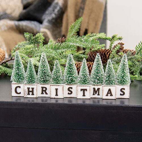 Angle. BreeBe - Winter Sparkle Forest Christmas Block Sitter - Multi.