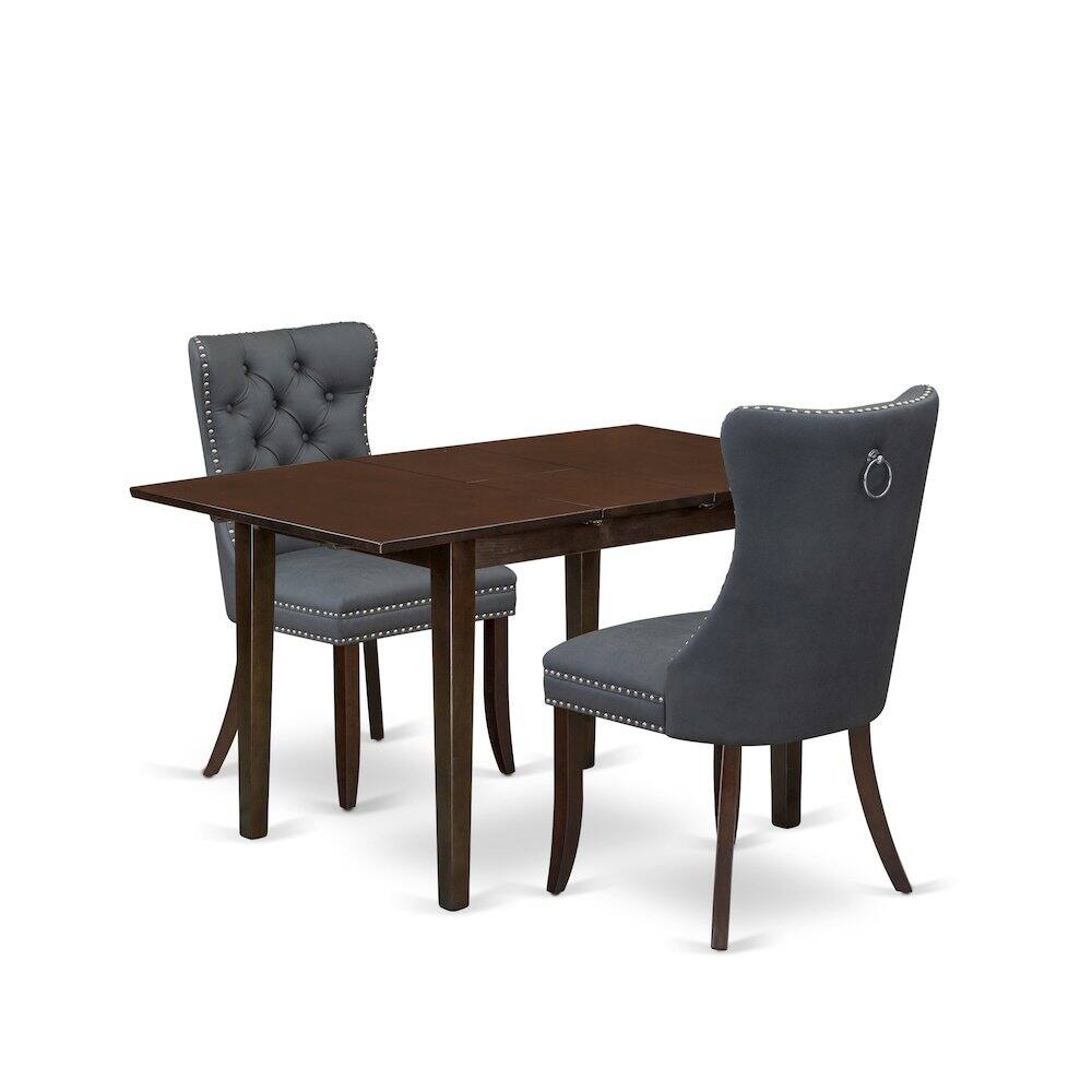 Back. East West Furniture - 3 Piece Dinette Set - Mahogany.