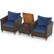 Front. Costway - Costway 3 PCS Outdoor Patio Rattan Bistro Furniture Set Wooden Table Top Cushioned Sofa - Navy.