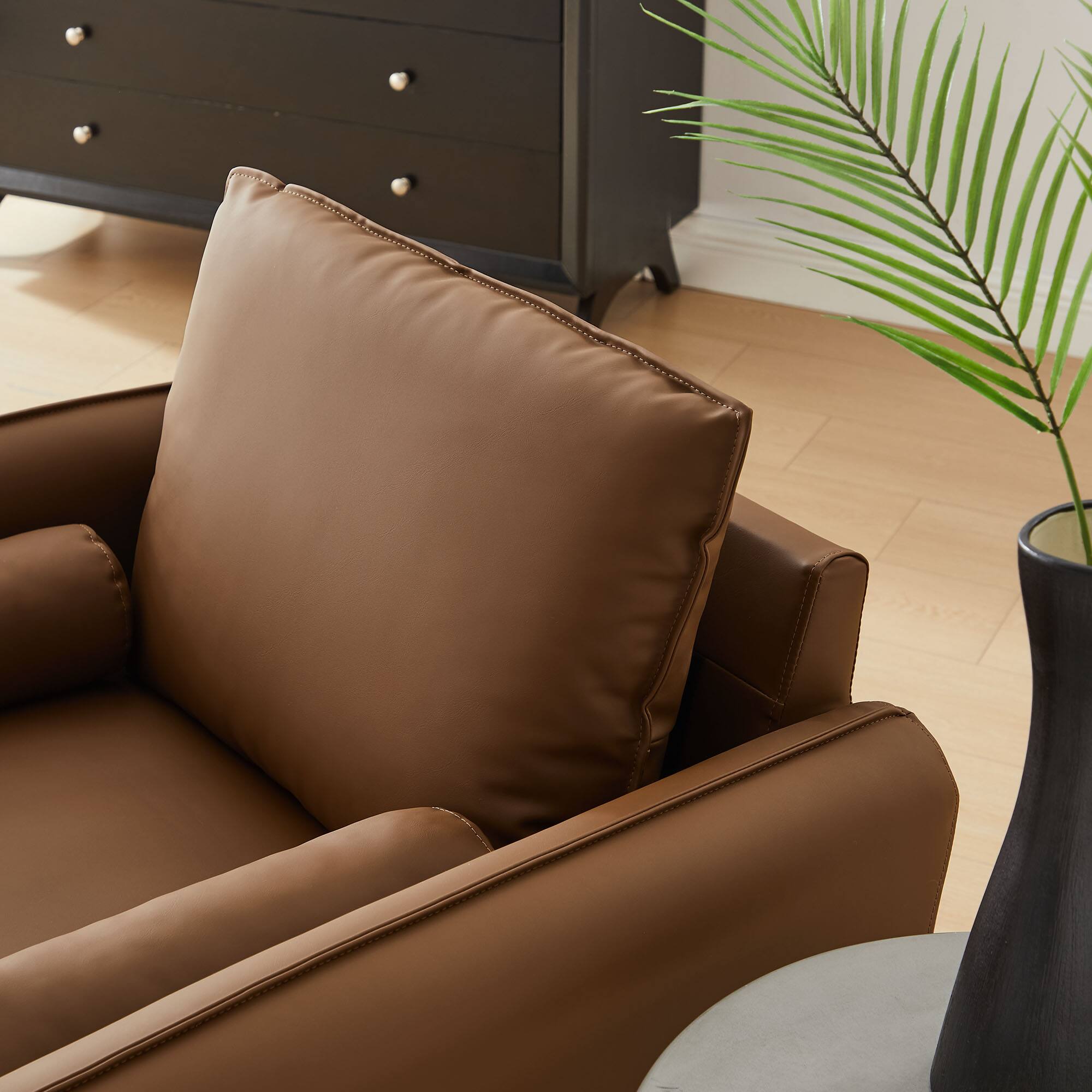 Alt View 5. Modway - Revive Upholstered Vegan Leather Accent Armchair by Modway - Brown.