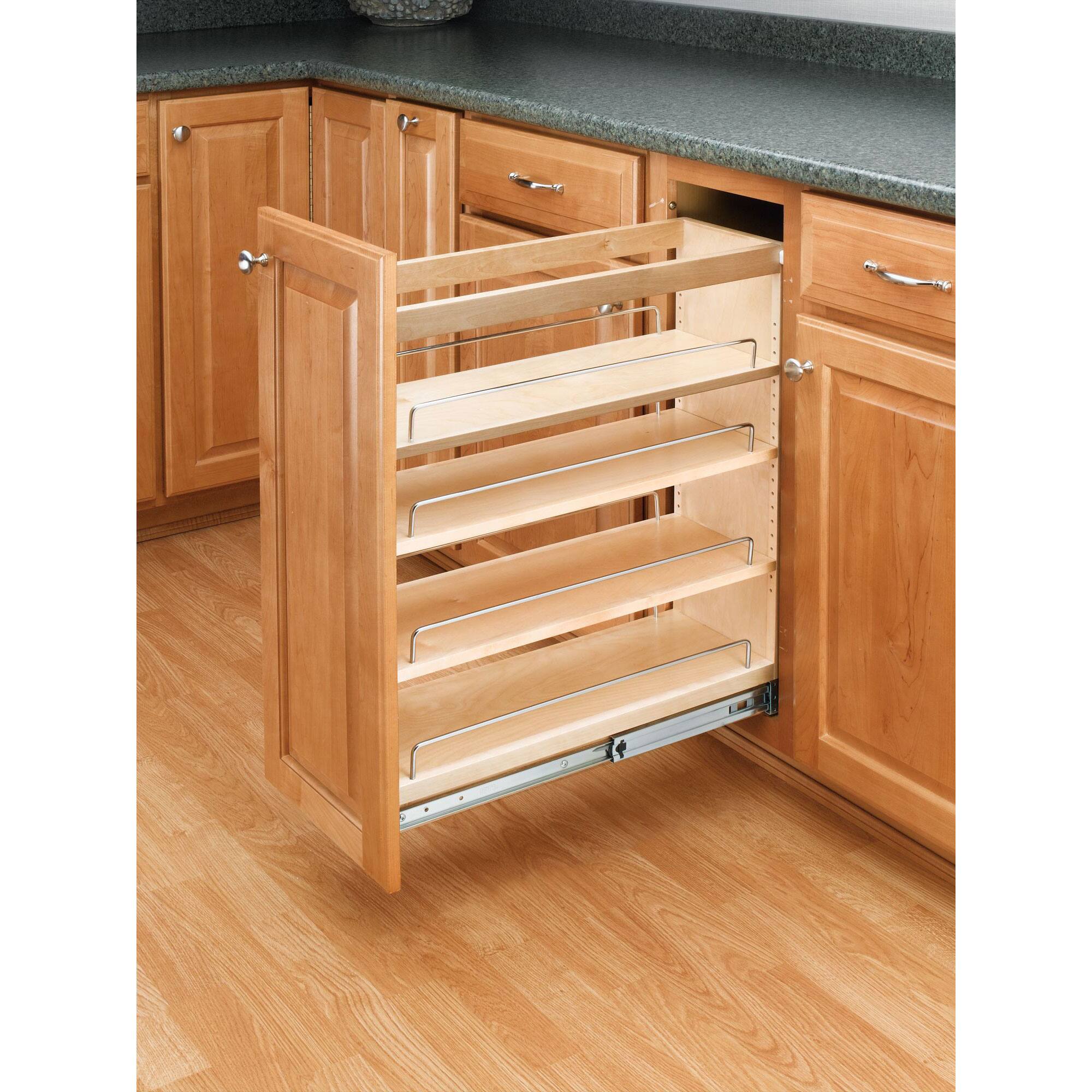 Alt View 1. Rev-A-Shelf - Rev-A-Shelf 8" Pullout Kitchen Cabinet Organizer Pantry Spice Rack, 448-BC-8C - Natural Maple.