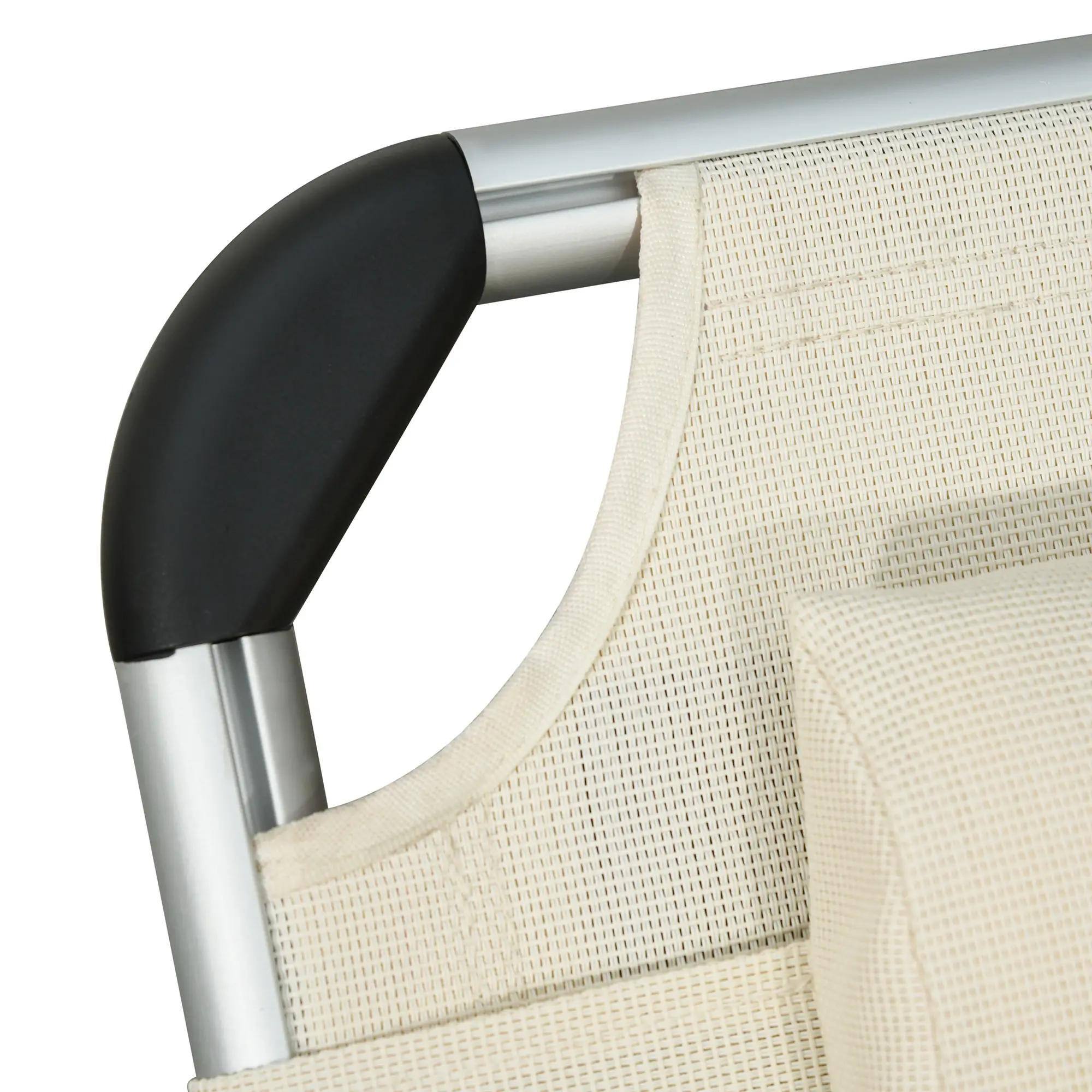 Back. Resenkos - Resenkos Folding Lounge Chair Outdoor 5-Level Reclining Chaise Lounge Chair Outdoor Camping Tanning Chair, Cream White - Cream White.