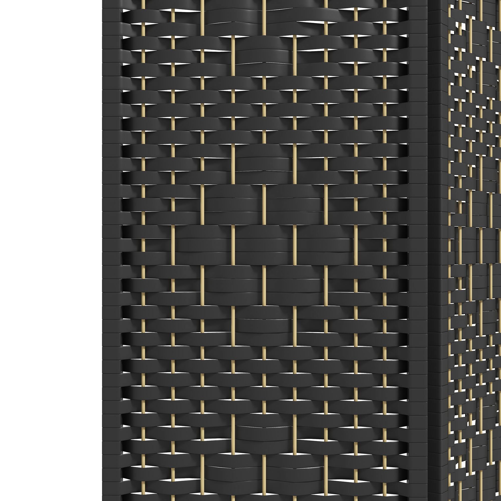 Alt View 7. Homcom - Room Divider, Folding Privacy Screen, Room Separator, Wave Fiber Freestanding Partition Wall Divider - Black.