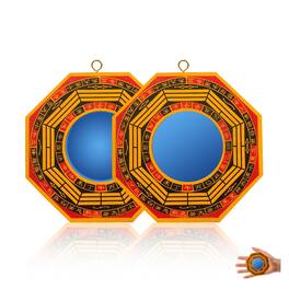 Hanke - 2pc 4" Bagua Mirrors Concave Convex Outdoor Feng Shui Protection Trigram Shield - Default