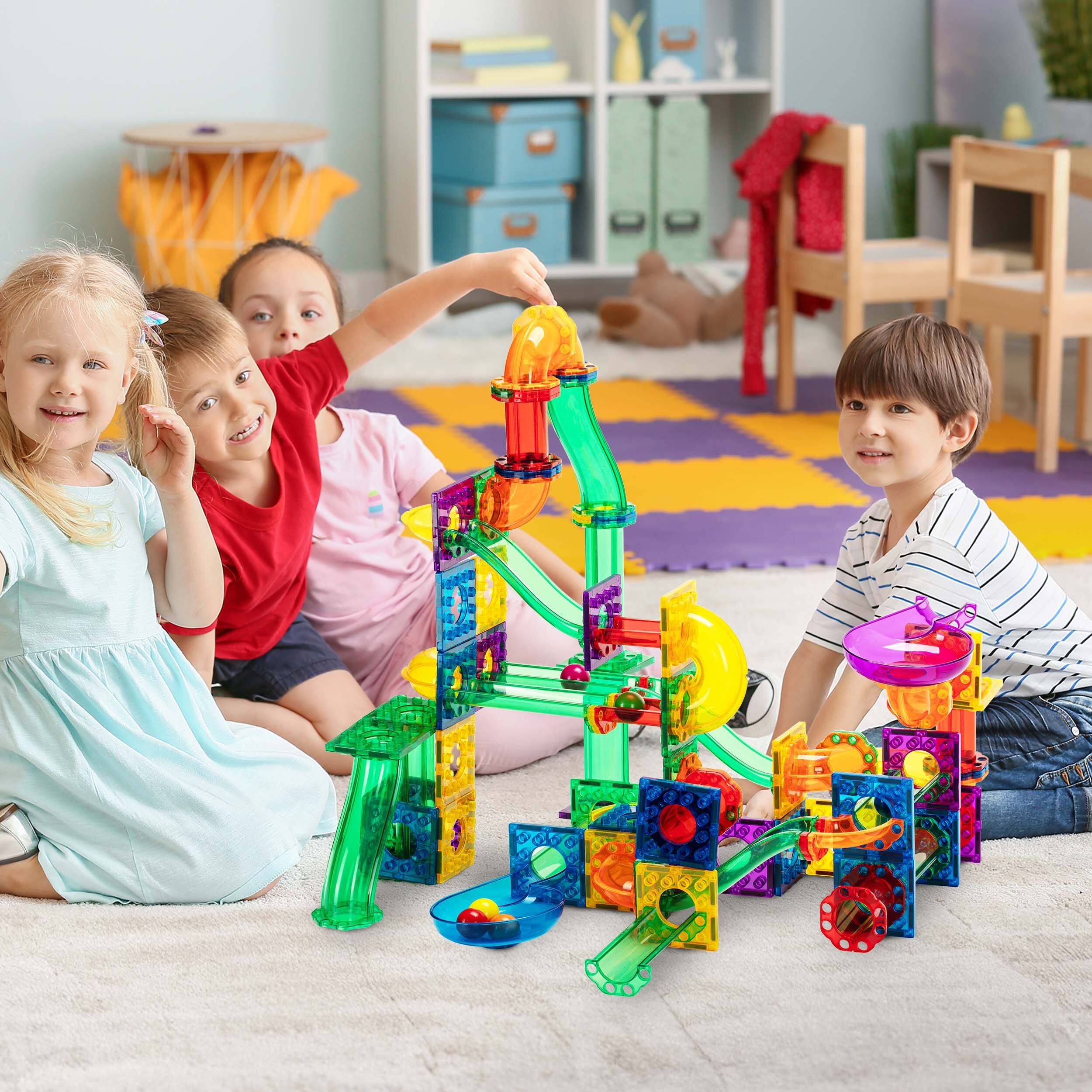 Alt View 2. Everplay - Everyplay Marble Run Magnetic Tiles for Kids, 150PCS, Construction Magnet Tiles Race Track Building Blocks STEM Toy - Multicolor.